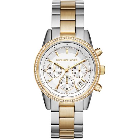 michael kors channing two tone watch|Michael Kors chronograph ladies watch.